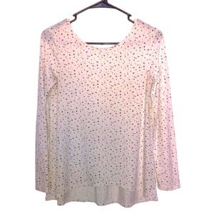 OLD NAVY Long Sleeve Cream Colored Top w. Black, Silver, & Gold Stars